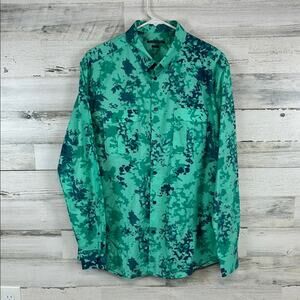 Elie Tahari Button Up Dress Shirt Men’s Size XL Blue Green Long Sleeve Cotton